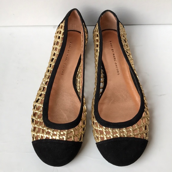 Marc Jacobs cap toe ballet flats! Black gold 7 - Picture 4 of 8